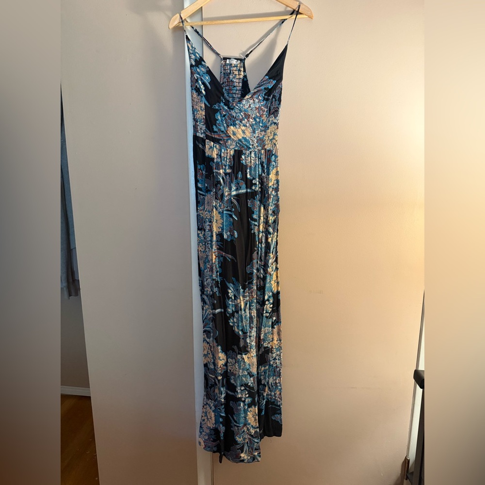 Free People Floral Maxi Dress - Blue, black & Tan